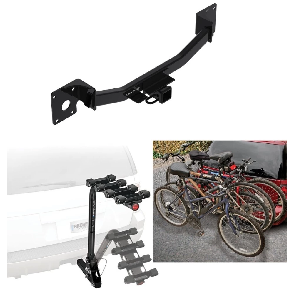 Trailer Hitch w/ 4 Bike Rack For 19-26 Cadillac XT4 Approved for Recreational & Offroad Use Carrier for Adult Woman or Child Bicycles Foldable