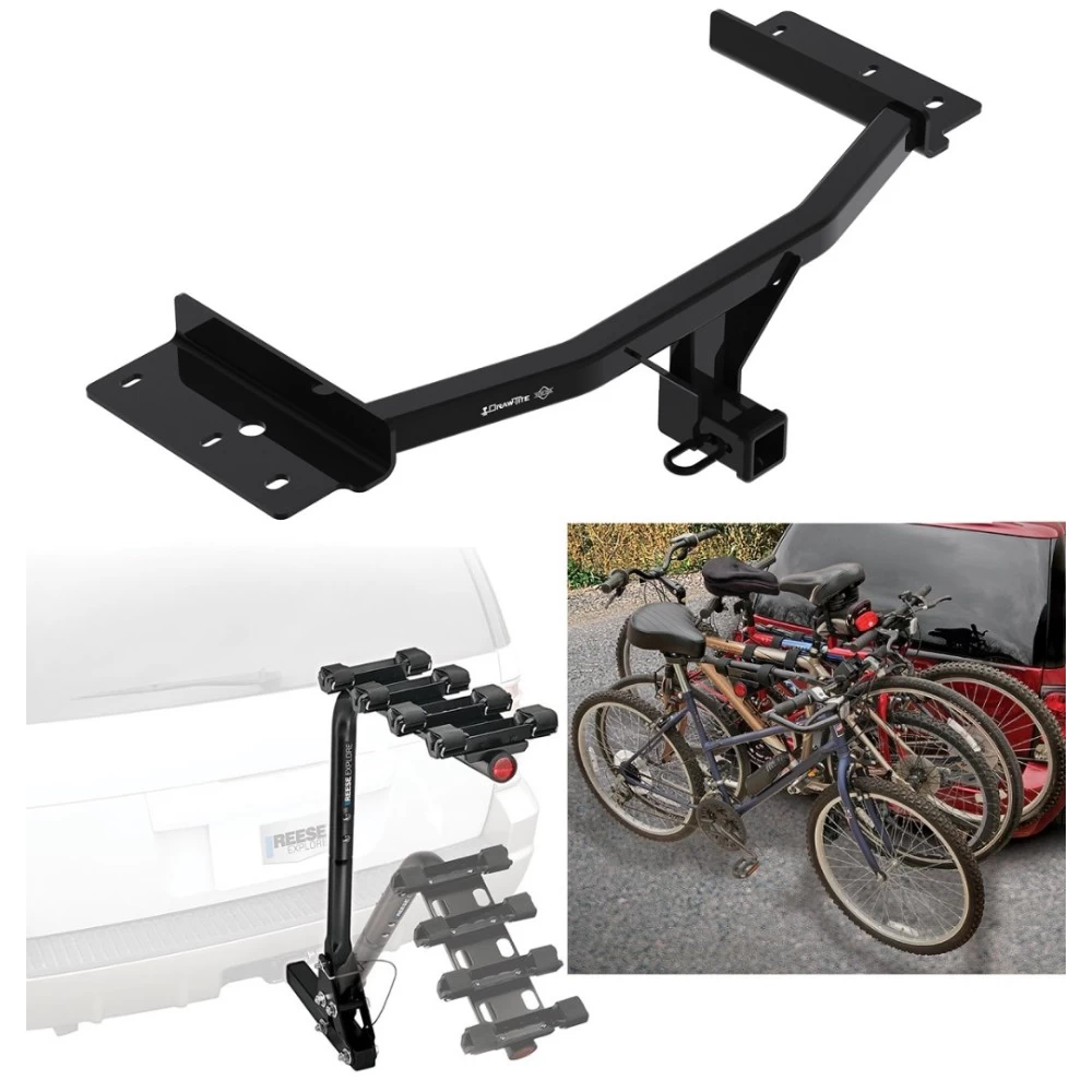 Trailer Hitch w/ 4 Bike Rack For 20-23 Ford Explorer Lincoln Aviator Approved for Recreational & Offroad Use Carrier for Adult Woman or Child Bicycles Foldable
