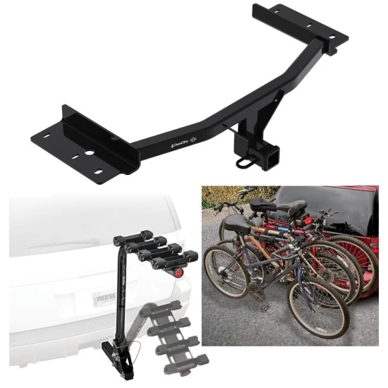 Trailer Hitch w/ 4 Bike Rack For 20-23 Ford Explorer Lincoln Aviator Approved for Recreational & Offroad Use Carrier for Adult Woman or Child Bicycles Foldable