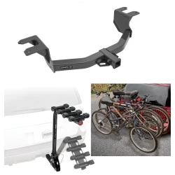 Trailer Hitch w/ 4 Bike Rack For 19-25 Chevy GMC Silverado Sierra 1500 2022 LTD Limited w/o OEM Hitch Approved for Recreational & Offroad Use Carrier for Adult Woman or Child Bicycles Foldable