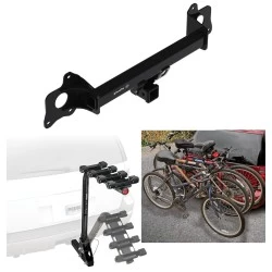 Trailer Hitch w/ 4 Bike Rack For 20-23 Tesla Y Approved for Recreational & Offroad Use Carrier for Adult Woman or Child Bicycles Foldable