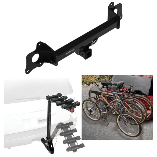 Trailer Hitch w/ 4 Bike Rack For 20-23 Tesla Y Approved for Recreational & Offroad Use Carrier for Adult Woman or Child Bicycles Foldable