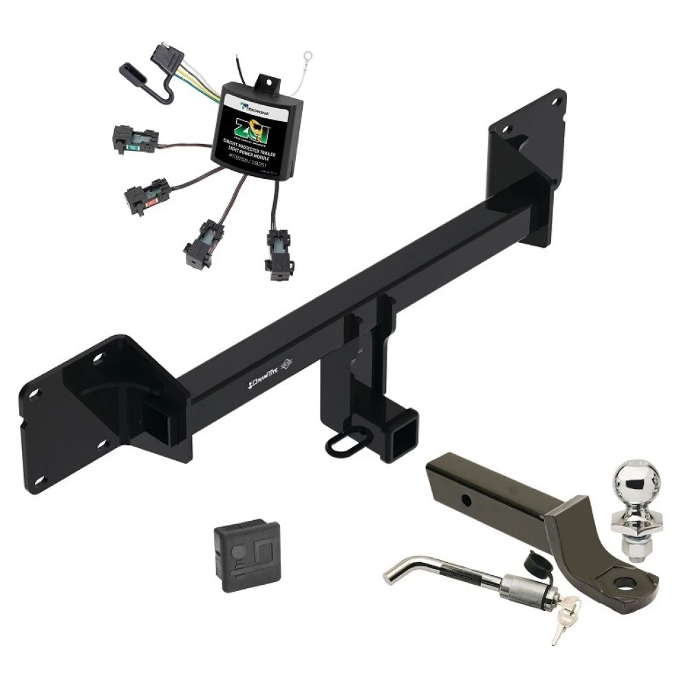 Trailer Tow Hitch For 21-27 Mercedes GLE SUV All Models Deluxe Package w/ Zero Contact Wiring Harness Kit and 2" Ball Mount and Lock