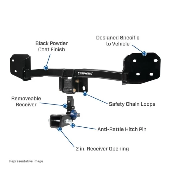 Trailer Tow Hitch For 13-18 Acura RDX All Models Hidden Removable 2" Receiver Complete Package w/ Wiring and 2" Ball