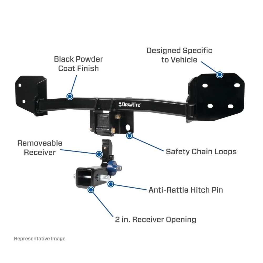 Trailer Tow Hitch For 19-25 Volvo XC40 All Models Hidden Removable 2" Receiver w/ Plug & Play Wiring Kit Class 3 Draw-Tite