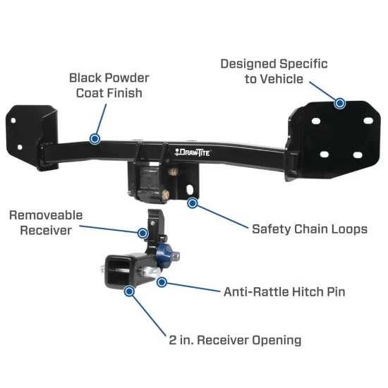 Trailer Tow Hitch For 20-22 BMW X1 w/o LED Taillights Hidden Removable 2" Receiver w/ Plug & Play Wiring Kit Class 3 Draw-Tite