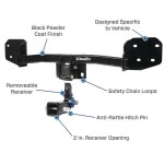 Trailer Tow Hitch For 17-26 Cadillac XT5 Hidden Removable 2" Receiver w/ Plug & Play Wiring Kit Class 3 Draw-Tite