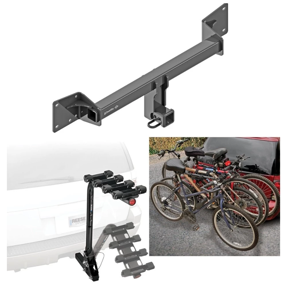 Trailer Hitch w/ 4 Bike Rack For 18-27 Audi Q5 SQ5 Approved for Recreational & Offroad Use Carrier for Adult Woman or Child Bicycles Foldable