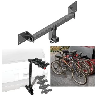 Trailer Hitch w/ 4 Bike Rack For 18-27 Audi Q5 SQ5 Approved for Recreational & Offroad Use Carrier for Adult Woman or Child Bicycles Foldable