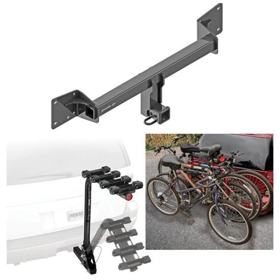 Trailer Hitch w/ 4 Bike Rack For 18-27 Audi Q5 SQ5 Approved for Recreational & Offroad Use Carrier for Adult Woman or Child Bicycles Foldable
