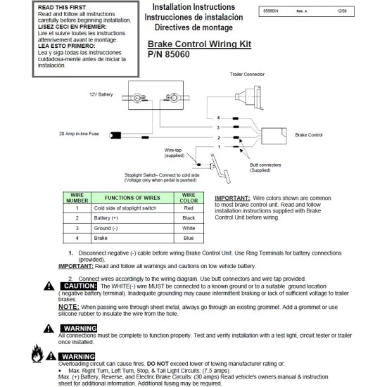 Economy I-Stop Brake Brake Control w/ 7-Way Wiring For 03-27 Chevy Express GMC Savana 1500 2500 3500 3 Axles