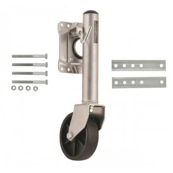 1410050149 Fulton Trailer Jack Fixed Length 400 lbs. Capacity Fulton Retaining Ring Swivel Trailer Jack Stand 400 lbs w/ 6" Caster Wheel Bolt-On - Fixed Length