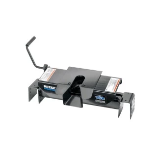 Reese Dual Jaw 16K Fifth Wheel Trailer Hitch w/ Round Tube Slider and Rails For 2003-2012 Dodge Ram 2500 3500 w/ Overload Springs Truck Base Rail Kit 5th Wheel Brackets Hardware