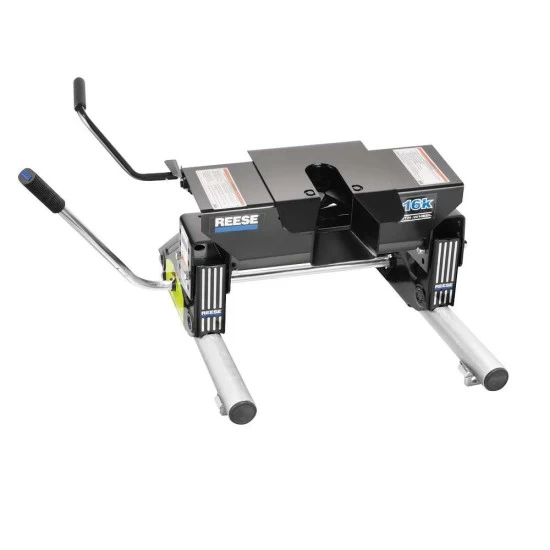 Reese Dual Jaw 16K Fifth Wheel Trailer Hitch w/ Round Tube Slider and Rails For 2002-2008 Dodge Ram 1500 2003-2012 Ram 2500 3500 Truck Base Rail Kit 5th Wheel Brackets Hardware