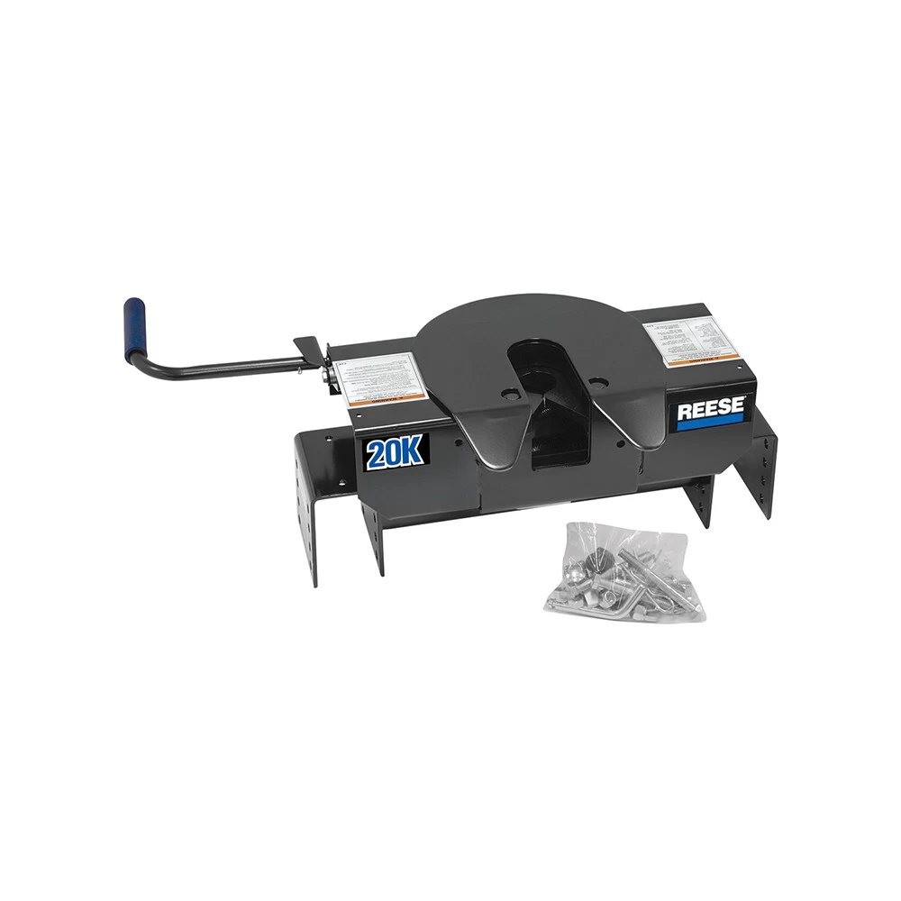 Reese Dual Jaw 20K Fifth Wheel Trailer Hitch w/ Kwik Slide Slider and Rails For 2002-2008 Dodge Ram 1500 2003-2012 Ram 2500 3500 Truck Base Rail Kit 5th Wheel Brackets Hardware