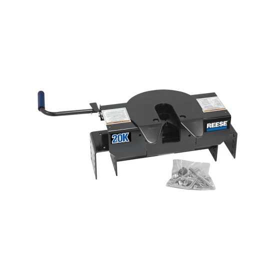 Reese Dual Jaw 20K Fifth Wheel Trailer Hitch w/ Kwik Slide Slider and Rails For 2003-2012 Dodge Ram 2500 3500 w/ Overload Springs Truck Base Rail Kit 5th Wheel Brackets Hardware