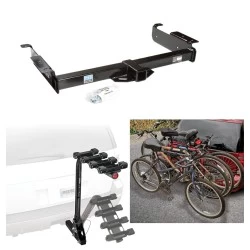 Trailer Hitch w/ 4 Bike Rack For 96-24 Chevy Express GMC Savana Van Approved for Recreational & Offroad Use Carrier for Adult Woman or Child Bicycles Foldable