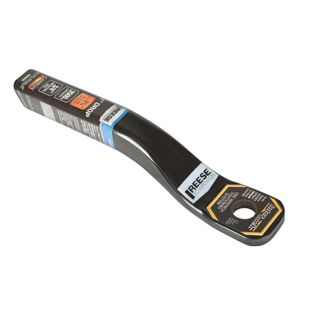 Reese 3,500 Lbs Carbon Forged Draw-Bar Ball Mount Fits Class 2 Trailer Tow Hitch w/ 1-1/4" Receiver Opening 2" Drop 3/4" Ball Hole Interlock Black