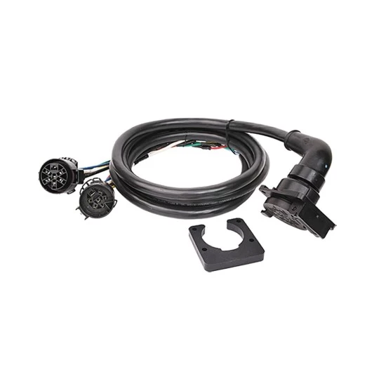Fifth Wheel Adapter Harness, 7-Way RV Round Tow Plug Harness Flat Pin U.S. Car Connector Assembly 7 ft., Chevy Dodge Ford GMC Lincoln Nissan RAM Toyota