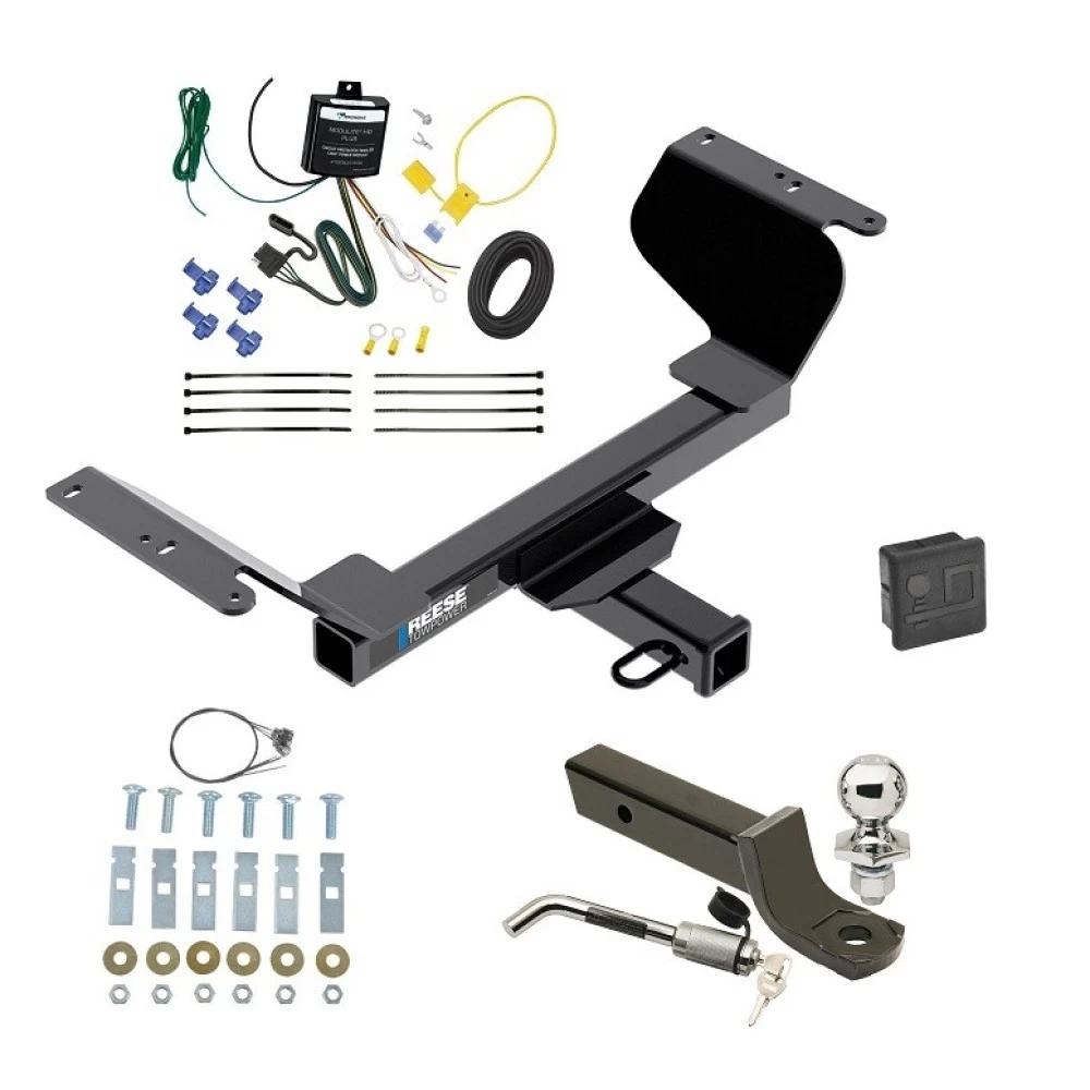 Reese Trailer Tow Hitch For 18-25 GMC Terrain incl Gasoline 18-26 Chevy Equinox Gasoline Deluxe Package Wiring 2" Ball Mount and Lock