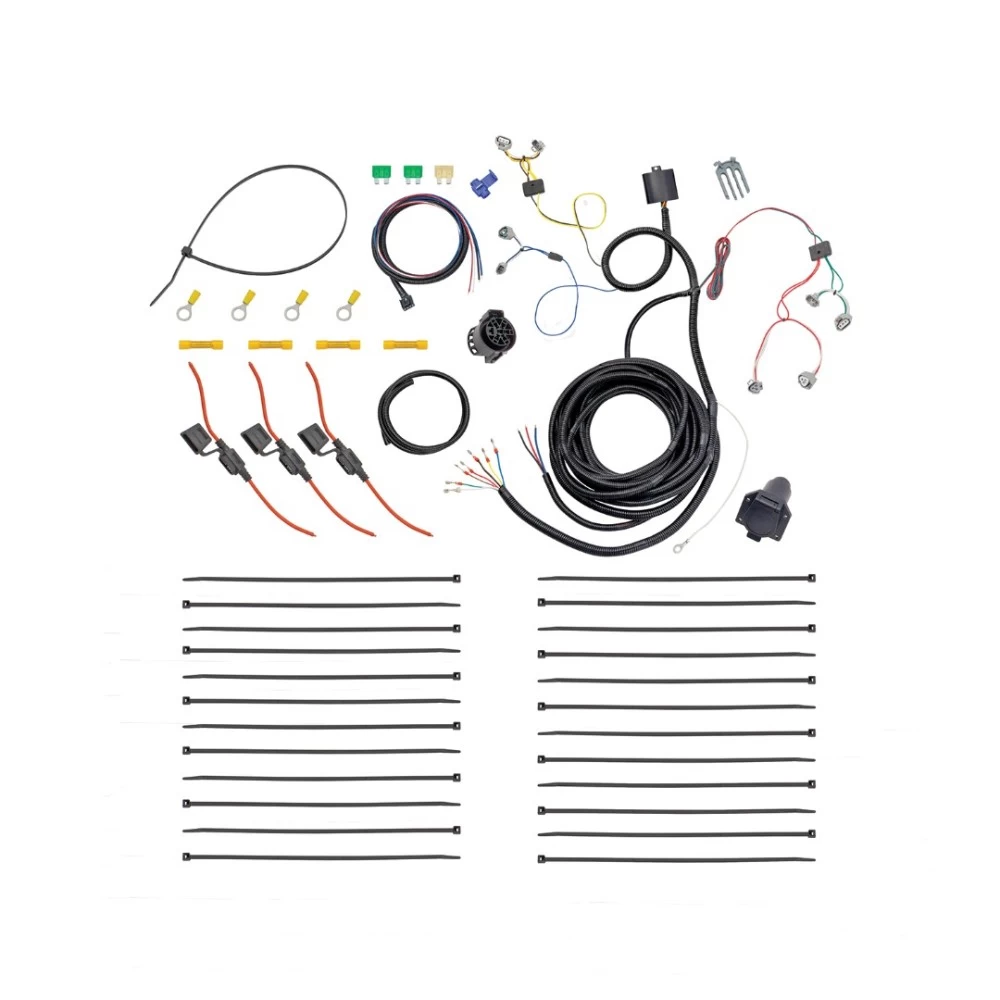 Custom Fit Trailer HitchTow Harness Wiring Package (7-Way) 2" Drop Ball-Mount w/ Pin/Clip 7-Way Mounting Bracket 2" Chrome Ball Installation Hardware Installation Instructions 84238 22117 20212 7080500 Reese Class 4 7K Trailer Hitch Tow Package Class 4 7K Trailer Hitch Tow Package w/ 7-Way RV Wiring For 16-23 Toyota Tacoma w/ 2" Drop Mount 2" Ball 2" Receiver All Models Reese