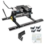 Reese Dual Jaw 16K Fifth Wheel Trailer Hitch w/ Kwik Slide Slider and Rails For 2002-2008 Dodge Ram 1500 2003-2012 Ram 2500 3500 Truck Base Rail Kit 5th Wheel Brackets Hardware