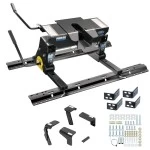 Reese Dual Jaw 16K Fifth Wheel Trailer Hitch w/ Kwik Slide Slider and Rails For 2014-2018 Dodge Ram 1500 2019-2024 Ram 1500 Classic Old Body Truck Base Rail Kit 5th Wheel Brackets Hardware