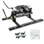 Reese Dual Jaw 16K Fifth Wheel Trailer Hitch w/ Kwik Slide Slider and Rails For Select Chevy GMC Ford Dodge Ram Trucks Truck Base Rail Kit 5th Wheel Brackets Hardware