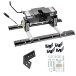 Reese Dual Jaw 16K Fifth Wheel Trailer Hitch w/ Round Tube Slider and Rails For 2002-2008 Dodge Ram 1500 2003-2012 Ram 2500 3500 Truck Base Rail Kit 5th Wheel Brackets Hardware