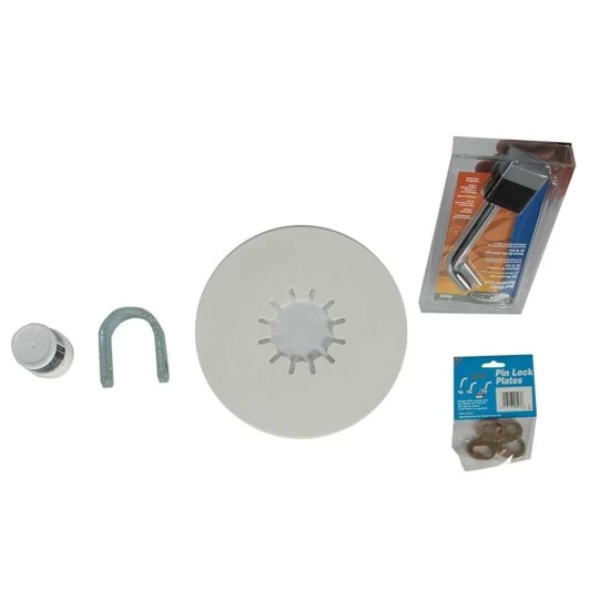 Reese Fifth Wheel Trailer Hitch Starter Kit 10" Round Lube Plate 1/4" Thick, Lube, Cover, King Pin Lock, Lock Links