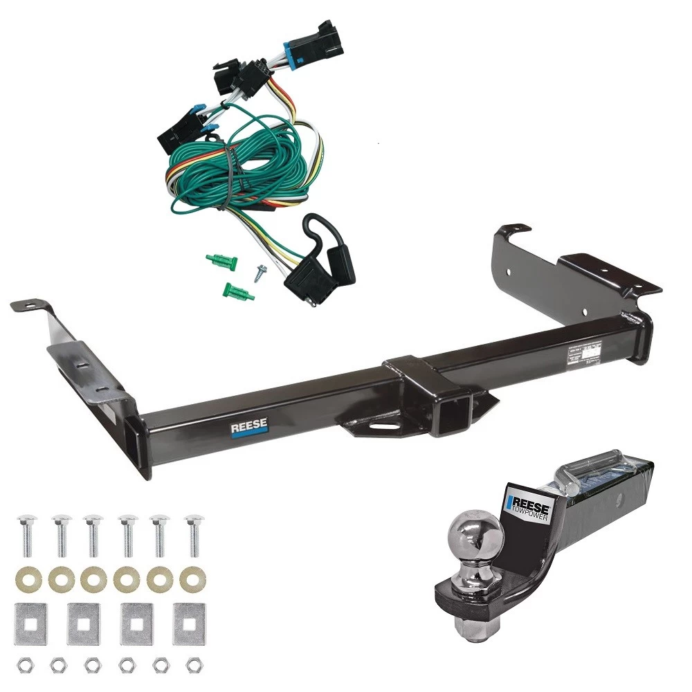 Tow Package For 96-99 Chevy Express GMC Savana 1500 2500 3500 Trailer Hitch w/ Wiring 2" Drop Mount 2" Ball 2" Receiver Reese
