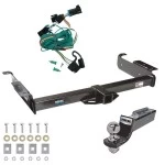 Tow Package For 96-99 Chevy Express GMC Savana 1500 2500 3500 Trailer Hitch w/ Wiring 2" Drop Mount 2" Ball 2" Receiver Reese