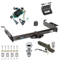 Ultimate Tow Package For 00-02 Chevrolet Express GMC Savana 1500 2500 3500 Trailer Hitch w/ Wiring 2" Drop Mount Dual 2" and 1-7/8" Ball Lock Bracket Cover 2" Receiver Reese
