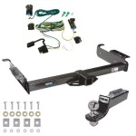 Tow Package For 03-27 Chevy Express GMC Savana 1500 2500 3500 Trailer Hitch w/ Wiring 2" Drop Mount 2" Ball 2" Receiver Reese