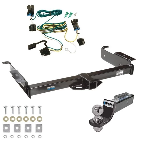 Tow Package For 03-27 Chevy Express GMC Savana 1500 2500 3500 Trailer Hitch w/ Wiring 2" Drop Mount 2" Ball 2" Receiver Reese