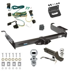 Ultimate Tow Package For 03-27 Chevy Express GMC Savana 1500 2500 3500 Trailer Hitch w/ Wiring 2" Drop Mount Dual 2" and 1-7/8" Ball Lock Bracket Cover 2" Receiver Reese
