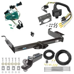 Trailer Hitch Tow Package w/ 7-Way RV Wiring For 96-99 Chevy Express GMC Savana 1500 2500 3500 w/ 2" Drop Mount 2" Ball Class 3 2" Receiver Reese