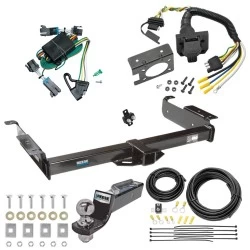 Trailer Hitch Tow Package w/ 7-Way RV Wiring For 00-02 Chevrolet Express GMC Savana 1500 2500 3500 w/ 2" Drop Mount 2" Ball Class 3 2" Receiver Reese