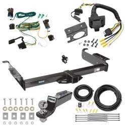 Trailer Hitch Tow Package w/ 7-Way RV Wiring For 03-27 Chevy Express GMC Savana 1500 2500 3500 w/ 2" Drop Mount 2" Ball Class 3 2" Receiver Reese