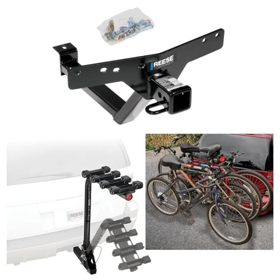 Trailer Hitch w/ 4 Bike Rack For 00-06 BMW X5 All Models Approved for Recreational & Offroad Use Carrier for Adult Woman or Child Bicycles Foldable