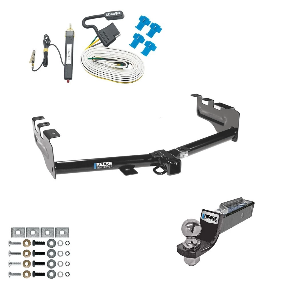 Tow Package For 99-13 Chevy Silverado GMC Sierra 1500 HD 99-04 2500 LD (07-07 Classic) Standard or Step Bumper Trailer Hitch w/ Wiring 2" Drop Mount 2" Ball 2" Receiver Reese