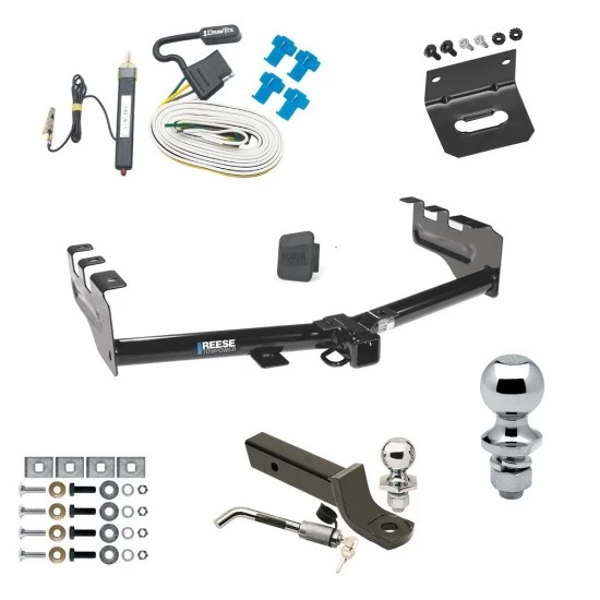 Ultimate Tow Package For 99-13 Chevy Silverado GMC Sierra 1500 HD 99-04 2500 LD (07-07 Classic) Standard or Step Bumper Trailer Hitch w/ Wiring 2" Drop Mount Dual 2" and 1-7/8" Ball Lock Bracket Cover 2" Receiver Reese