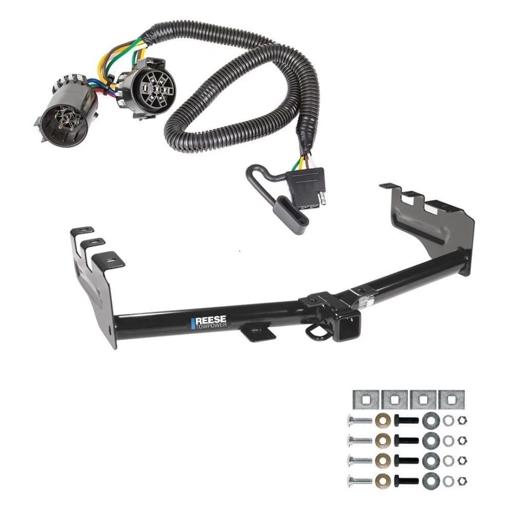 Trailer Hitch w/ Wiring For 99-13 Chevy Silverado GMC Sierra 1500 HD 99-04 2500 LD (07-07 Classic) Standard or Step Bumper Class 4 2" Tow Receiver Reese Tekonsha