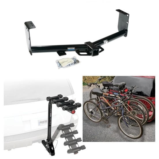Trailer Hitch w/ 4 Bike Rack For 07-21 Toyota Tundra Approved for Recreational & Offroad Use Carrier for Adult Woman or Child Bicycles Foldable
