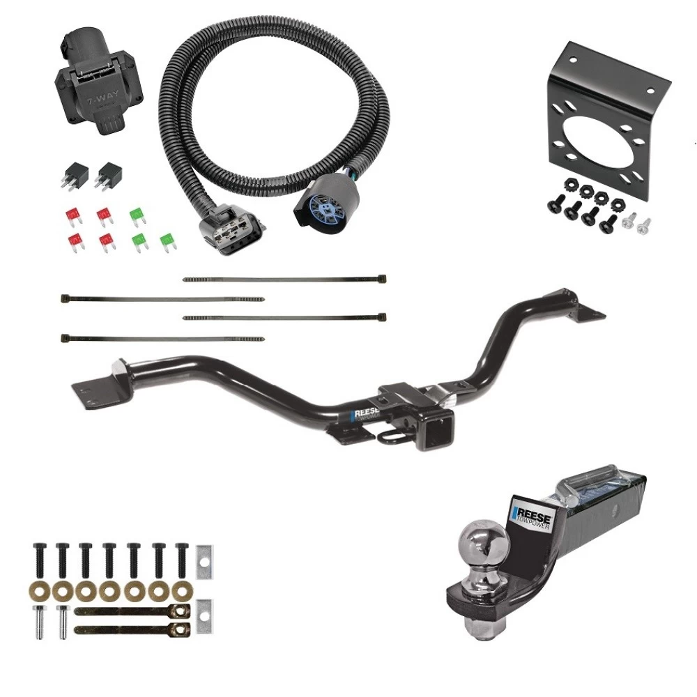 Trailer Hitch Tow Package w/ 7-Way RV Wiring For 13-17 GMC Acadia Limited Buick Enclave Chevy Traverse w/ 2" Drop Mount 2" Ball Class 3 2" Receiver Reese