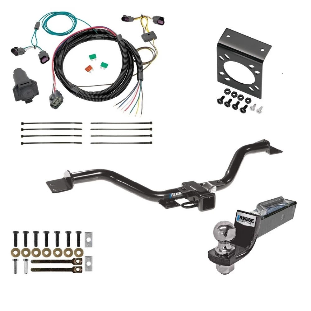 Trailer Hitch Tow Package w/ 7-Way RV Wiring For 08-12 Buick Enclave 09-12 Chevrolet Traverse w/ 2" Drop Mount 2" Ball Class 3 2" Receiver All Models Reese
