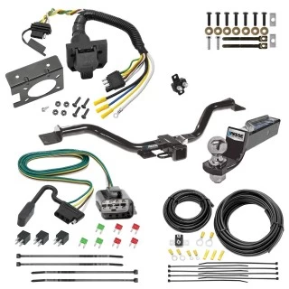 Trailer Hitch Tow Package w/ 7-Way RV Wiring For 13-17 GMC Acadia Limited Buick Enclave Chevy Traverse w/ 2" Drop Mount 2" Ball Class 3 2" Receiver Reese