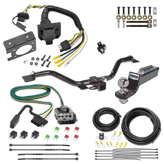 Trailer Hitch Tow Package w/ 7-Way RV Wiring For 13-17 GMC Acadia Limited Buick Enclave Chevy Traverse w/ 2" Drop Mount 2" Ball Class 3 2" Receiver Reese