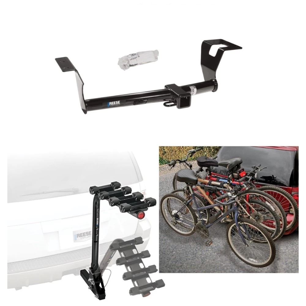 Trailer Hitch w/ 4 Bike Rack For 07-11 Honda CR-V Approved for Recreational & Offroad Use Carrier for Adult Woman or Child Bicycles Foldable