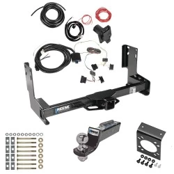Trailer Hitch Tow Package w/ 7-Way RV Wiring For 14-25 Freightliner Mercedes-Benz Sprinter 1500 2500 3500 w/o Factory Step Bumper w/ 2" Drop Mount 2" Ball Class 4 2" Receiver Reese
